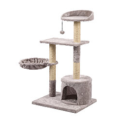 Tommy Çok Katlı Lüks Kedi Evli Tırmalama 50x40x102 - Gri - Tommy