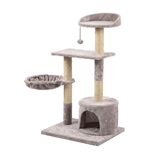 Tommy Çok Katlı Lüks Kedi Evli Tırmalama 50x40x102 - Gri - 1