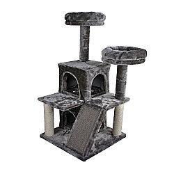 Tommy Çok Katlı Lüks Kedi Evli Tırmalama 50x50x116 - Gri - Tommy