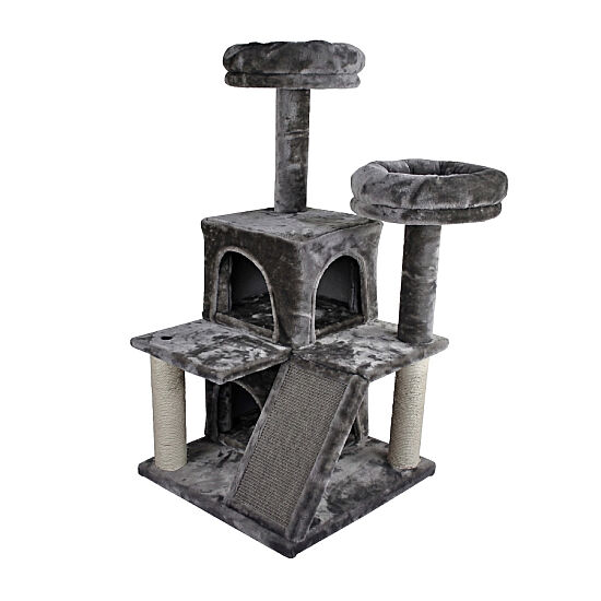 Tommy Çok Katlı Lüks Kedi Evli Tırmalama 50x50x116 - Gri - 1