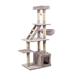 Tommy Çok Katlı Lüks Kedi Evli Tırmalama 60x40x148 - Gri - Tommy