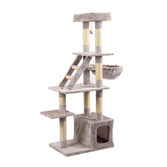 Tommy Çok Katlı Lüks Kedi Evli Tırmalama 60x40x148 - Gri - 1