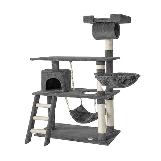 Tommy Çok Katlı Lüks Kedi Evli Tırmalama 75x40x141 - Gri - 1
