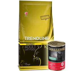 Trendline - Trendline Gourmet Multi Color Renkli Kedi Maması 15 Kg + 5 Adet Challenge 400 Gr Konserve