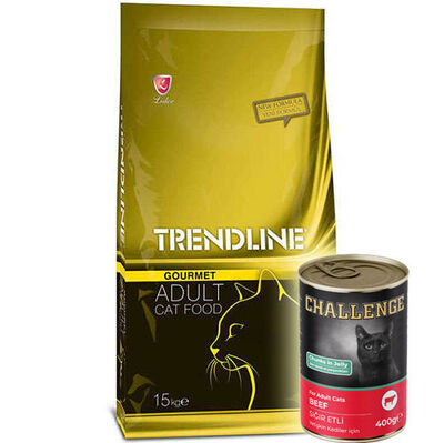 Trendline Gourmet Multi Color Renkli Kedi Maması 15 Kg + 5 Adet Challenge 400 Gr Konserve - 1