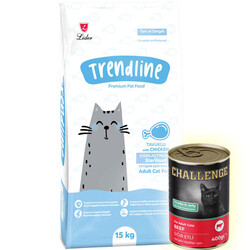 Trendline - Trendline Sterilised Tavuk Etli Kısırlaştırılmış Kedi Maması 15 Kg + 5 Adet Challenge 400 Gr Konserve