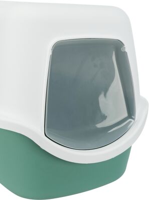 Trixie Kedi Kapalı Tuvaleti, 40x40x56cm, Yeşil/Beyaz Kedi Resimi Baskılı
