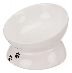 Trixie - Trixie Kedi Mama ve Su Kabı Yükseltilmiş Ergonomik Seramik 0,15 lt / 13 cm Beyaz