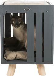 Trixie Kedi Oyun Evi, 36 x 51 x 36 cm, Antrasit Gri / Kum Beji - Trixie
