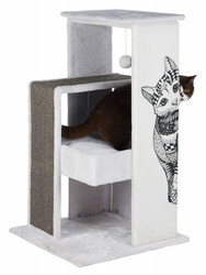 Trixie Kedi Tırmalama Oyun Evi 101 cm Beyaz / Gri - Thumbnail