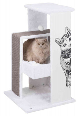 Trixie Kedi Tırmalama Oyun Evi 101 cm Beyaz / Gri