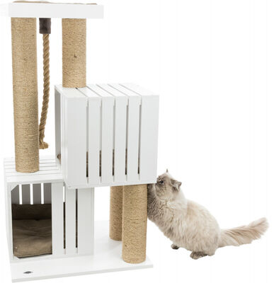 Trixie Kedi Tırmalama ve Oyun Evi, 114 cm, Beyaz / Kum Beji
