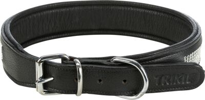 Trixie Köpek Boyun Tasması, Deri Üzeri Taşlı, L:50-58cm/40mm, Siyah