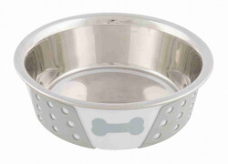Trixie Köpek Mama Su Kabı, Paslanmaz Çelik / Silikon, 0,4 lt / 14 cm, Beyaz / Gri - Trixie