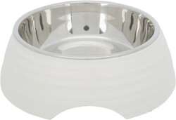 Trixie - Trixie Köpek Mama ve Su Kabı, Melamin / Paslanmaz Çelik, 0.8 lt / 22 cm, Beyaz