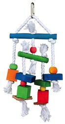 Trixie Muhabbet ve Paraket Ahşap İpli ve Derili Kuş Oyuncağı 24 Cm - Trixie
