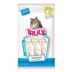 Truly - Truly Creamy Somon ve Morina Balığı Ek Besin ve Kedi Ödülü 14 Gr x 5 - 70 Gr