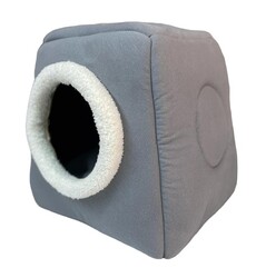 Diğer / Other - Üç Fonksiyonlu Yıkanabilir Kedi ve Küçük Irk Köpek Yatağı - Gri 40x40 Cm