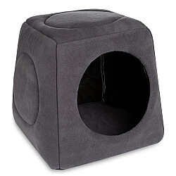 Üç Fonksiyonlu Yıkanabilir Kedi ve Küçük Irk Köpek Yatağı - Gri 40x40 Cm - Diğer / Other