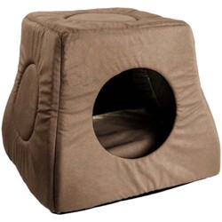 Diğer / Other - Üç Fonksiyonlu Yıkanabilir Kedi ve Küçük Irk Köpek Yatağı Taytüyü - Kahverengi 40x40 Cm