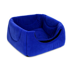 Üç Fonksiyonlu Yıkanabilir Kedi ve Küçük Irk Köpek Yatağı - Mavi 50x50 Cm - 4