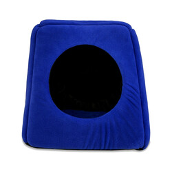 Üç Fonksiyonlu Yıkanabilir Kedi ve Küçük Irk Köpek Yatağı - Mavi 50x50 Cm - 3