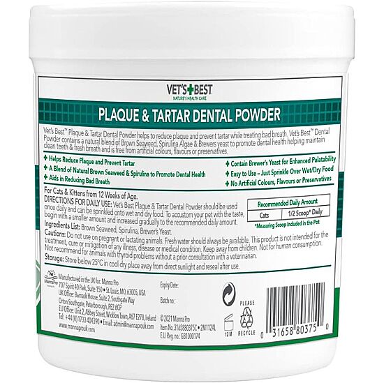 Vets Best Kediler için Plak ve Tartar Ağız Bakım Tozu 45 Gr - 2