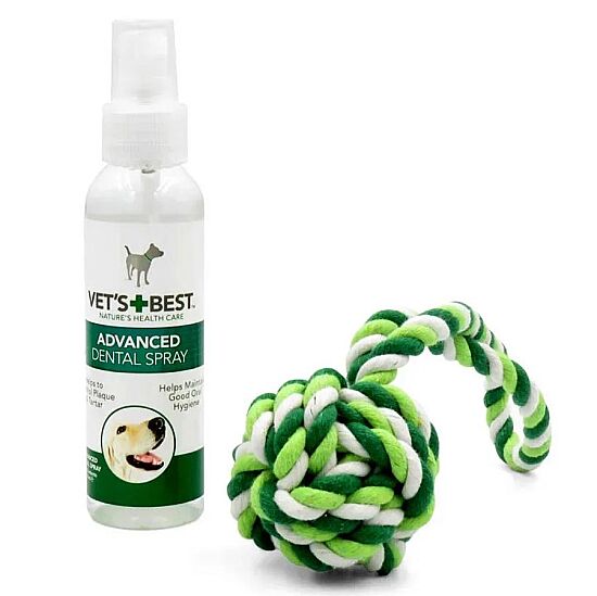 Vets Best Köpek Ağız Spreyi + Diş Temizleyici Halat Top 16 Cm (2li Set) - 2