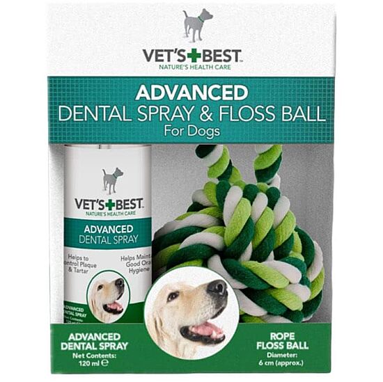 Vets Best Köpek Ağız Spreyi + Diş Temizleyici Halat Top 16 Cm (2li Set) - 1