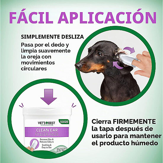 Vets Best Kedi ve Köpek Kulak Temizleme Parmak Pedi - 50li Paket - 3