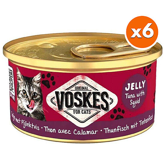 Voskes Ton Balıklı ve Kalamar Jelly Kedi Yaş Konservesi 85 Gr x 6 Adet - 1