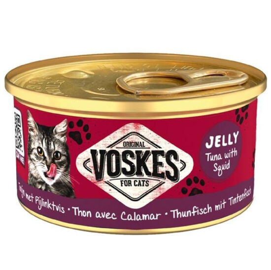 Voskes Ton Balıklı ve Kalamar Jelly Kedi Yaş Konservesi 85 Gr - 1