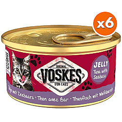 Voskes Ton Balıklı ve Levrek Jelly Kedi Yaş Konservesi 85 Gr x 6 Adet - Voskes