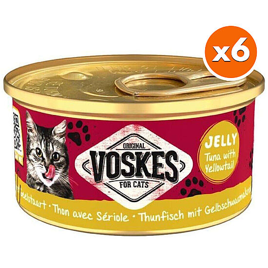 Voskes Ton Balıklı ve Sarıkuyruk Jelly Kedi Yaş Konservesi 85 Gr x 6 Adet - 1