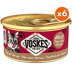 Voskes Ton Balıklı ve Şirasu Jelly Kedi Yaş Konservesi 85 Gr x 6 Adet - Voskes