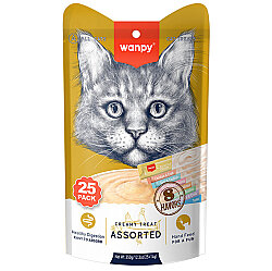 Wanpy Creamy Treat Assorted Karışık 8 Lezzetli Likit Creamy Kedi Ödülü 25Li Paket (25 x 14 Gr) - 2