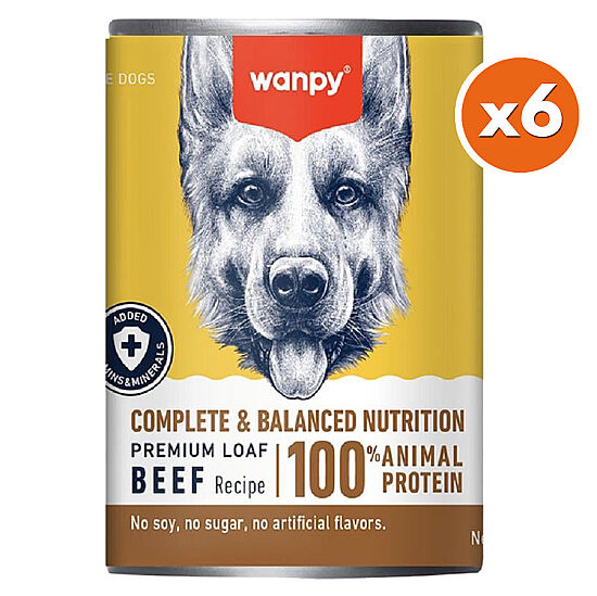Wanpy Complete Balanced Biftekli Tahılsız Köpek Konservesi 375 Gr x 6 Adet - 1