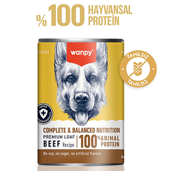 Wanpy Complete Balanced Biftekli Tahılsız Köpek Konservesi 375 Gr x 6 Adet - 3