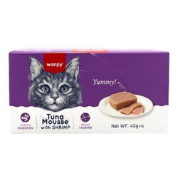 Wanpy - Wanpy Alutray Box Ton Balıklı ve Karidesli Kedi Yaş Maması 40 Gr x 6 Adet (Toplam: 240 Gr)
