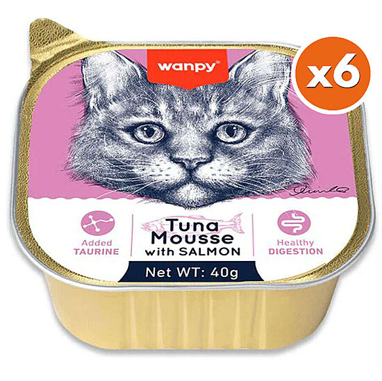 Wanpy Alutray Box Ton Balıklı ve Somonlu Kedi Yaş Maması 40 Gr x 6 Adet (Toplam 240 Gr) - 1