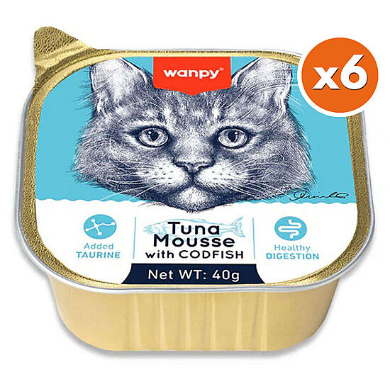 Wanpy Alutray Box Ton ve Morina Balıklı Kedi Yaş Maması 40 Gr x 6 Adet (Toplam 240 Gr) - 1