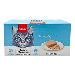 Wanpy - Wanpy Alutray Box Ton ve Morina Balıklı Kedi Yaş Maması 40 Gr x 6 Adet (Toplam: 240 Gr)