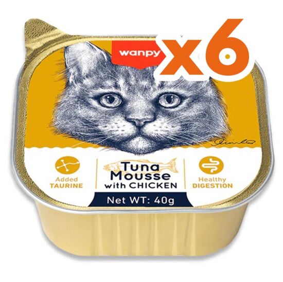 Wanpy Alutray Box Ton ve Tavuk Etli Kedi Yaş Maması 40 Gr x 6 Adet (Toplam 240 Gr) - 1
