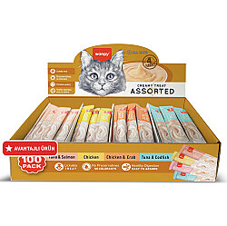 Wanpy Creamy Treat Assorted Karışık 4 Lezzetli Likit Creamy Kedi Ödülü 100lü Paket (100 x 14 Gr) - Wanpy