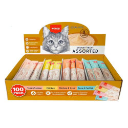 Wanpy Creamy Treat Assorted Karışık 4 Lezzetli Likit Creamy Kedi Ödülü 100lü Paket (100 x 14 Gr) - Wanpy