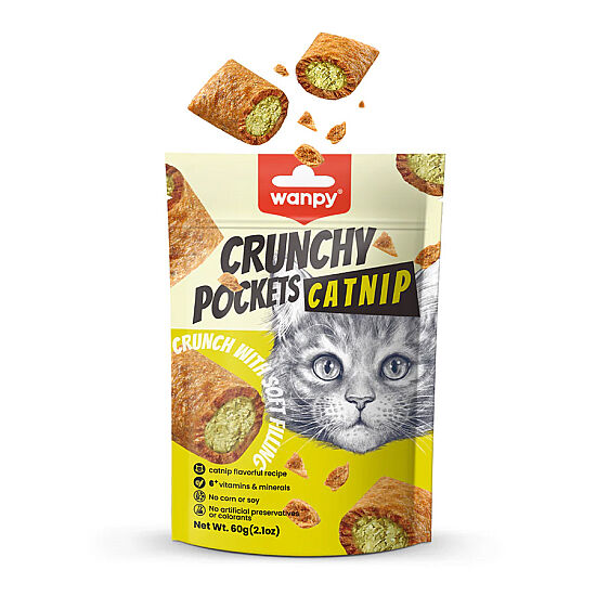Wanpy Crunchy Pockets Kedi Otlu ve Tavuklu Kedi Ödülü 60 Gr - 1