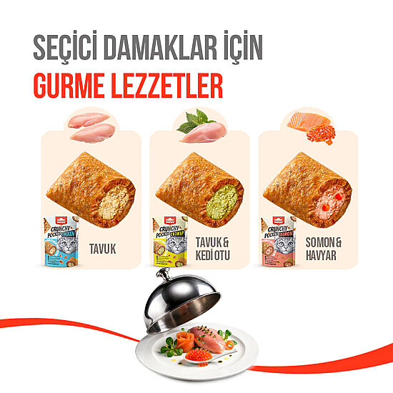 Wanpy Crunchy Pockets Kedi Otlu ve Tavuklu Kedi Ödülü 60 Gr - 4