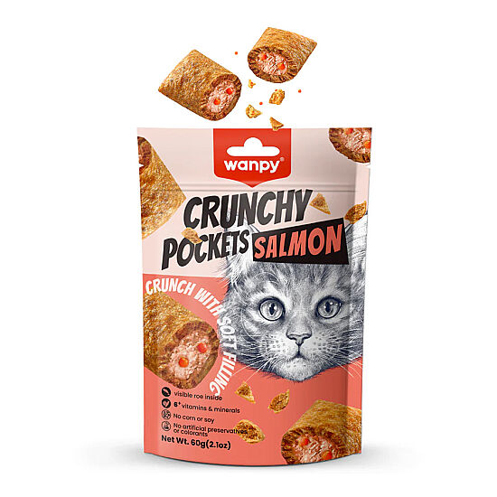 Wanpy Crunchy Pockets Somonlu Kedi Ödülü 60 Gr - 1
