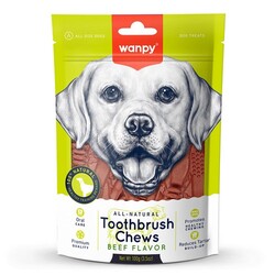 Wanpy - Wanpy All Naturel Tooth Brush Chews Dental Biftekli Ağız ve Diş Sağlığı için Köpek Ödülü 100 Gr