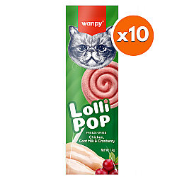 Wanpy Dondurularak Kurutulmuş Kızılcıklı Kedi Lolipopu 1.4 Gr x 10 Adet (Toplam 14 Gr) - Wanpy